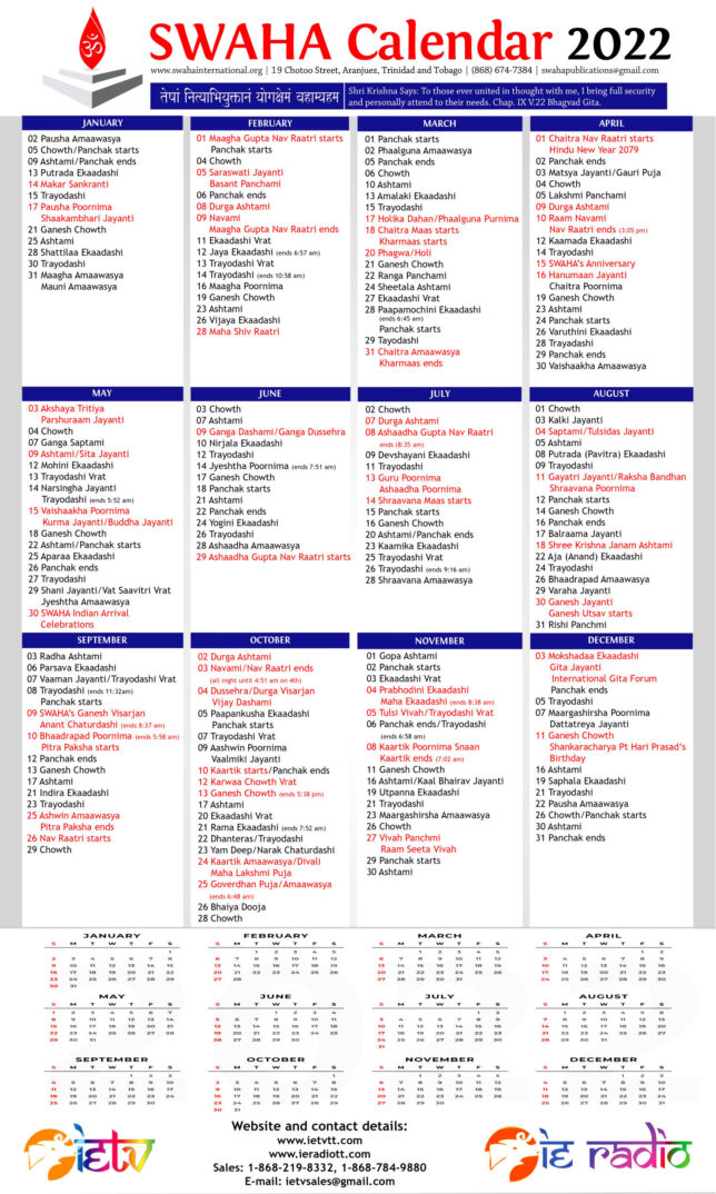 Calendar 2022 SWAHA International